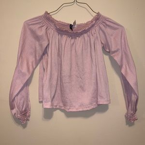 Silky rose off the shoulder top